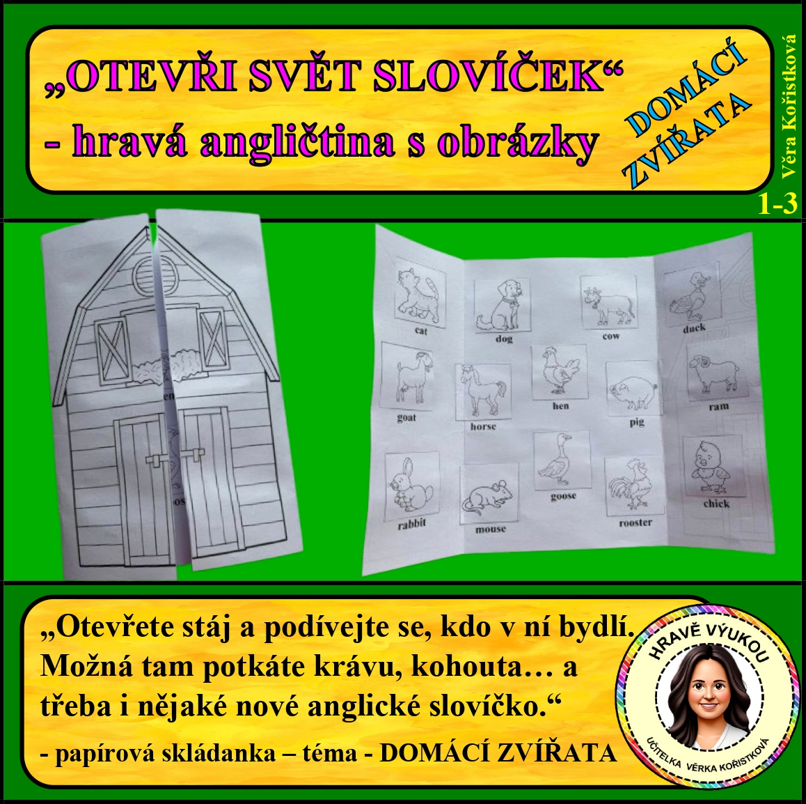 OTEVŘI SVĚT SLOVÍČEK – hravá angličtina s obrázky – DOMÁCÍ ZVÍŘATA