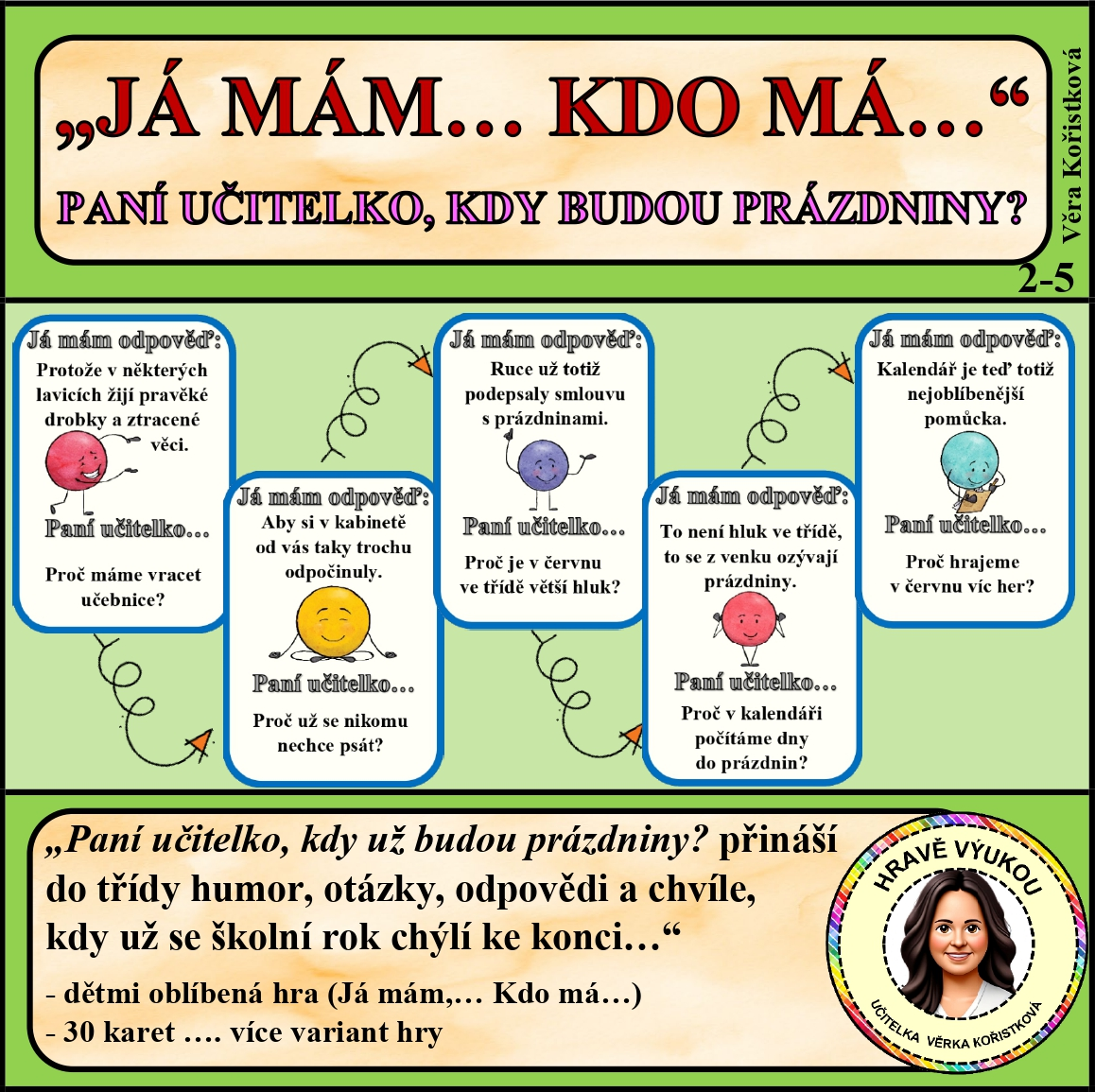 PANÍ UČITELKO, KDY UŽ BUDOU PRÁZDNINY? – HRA „JÁ MÁM…, KDO MÁ…“