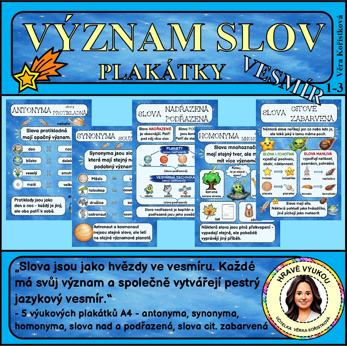 VÝZNAM SLOV – VESMÍR – výukové plakátky A4